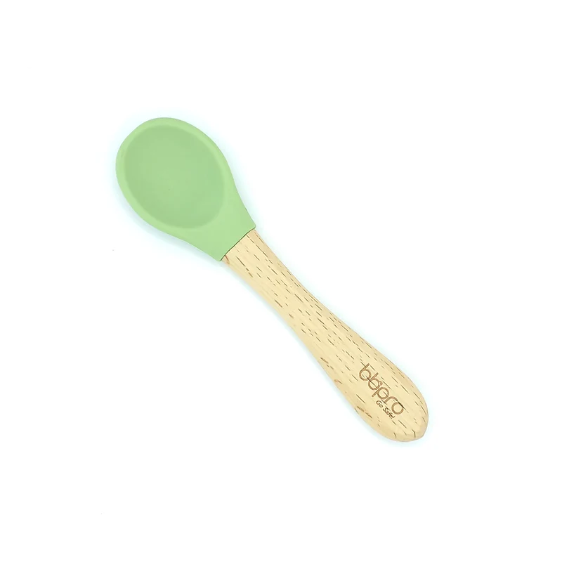 Bbpro - Cuchara de Madera y Silicona Verde Oliva