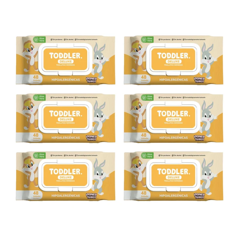 Pack 6x Toallitas Húmedas para Bebés Hipoalargénicas, sin Alcohol, Fragancia Aloe Vera (48 unidades)
