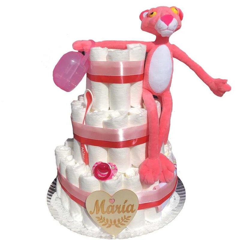 Tarta de pañales Pantera rosa