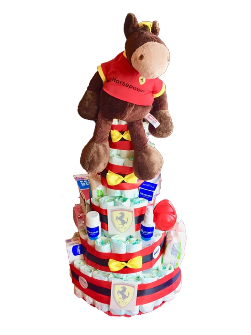 Tarta de pañales Ferrari Mustela XXL Magnum