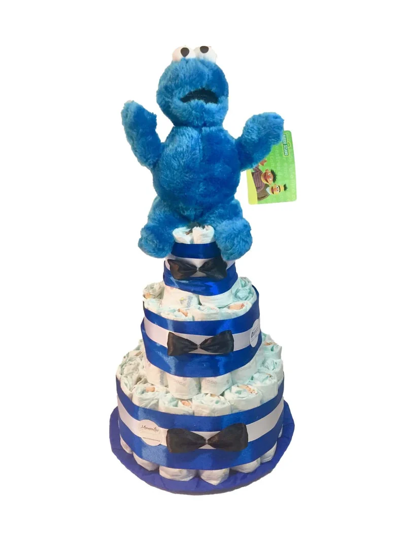 Tarta de pañales Barrio Sésamo Monstruo de las galletas