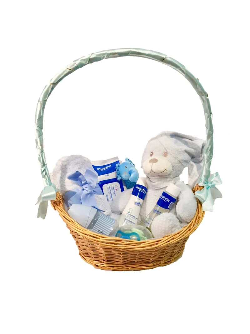 Canastilla bebé recién nacido azul marca Mustela