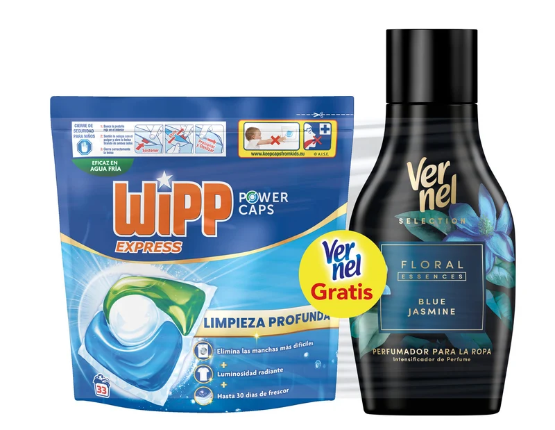 Detergente capsulas + perfumador Wipp33d+vernel 30d