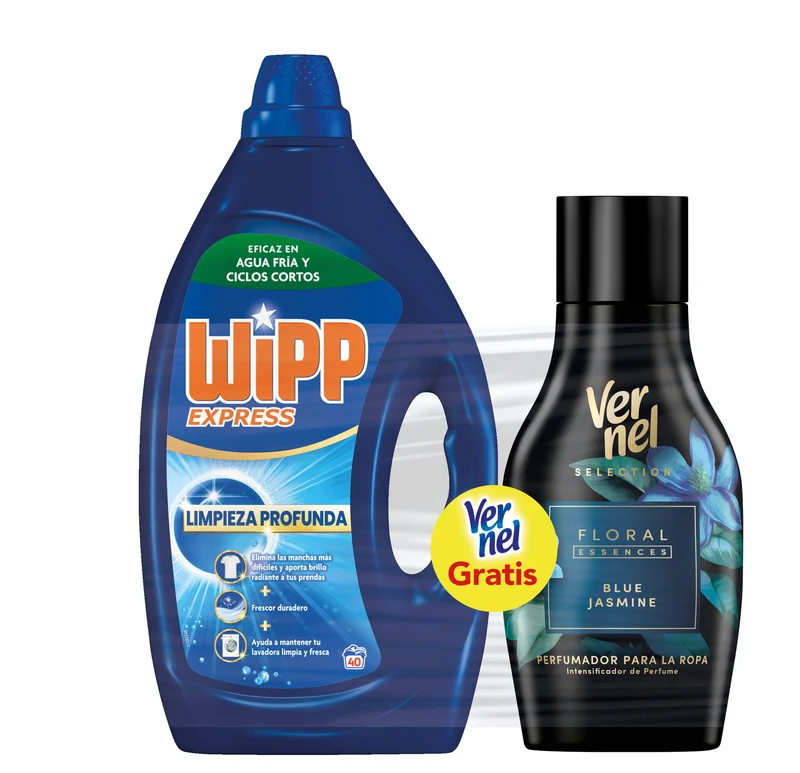 Detergente azul + perfumador vernel Wipp40d+30d