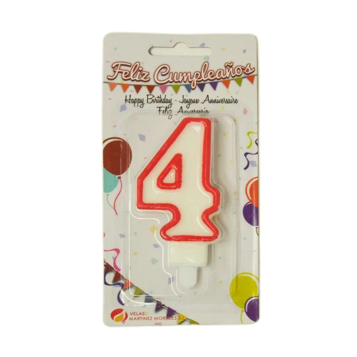 Vela blister cumpleaños nº4 Velas Martínez 1u