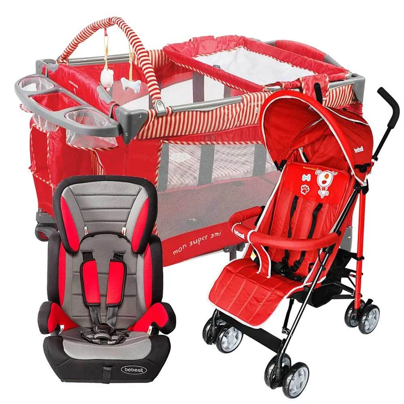 combo coche paseador buggy rojo cuna corral mon ami rojo silla auto suzuka red