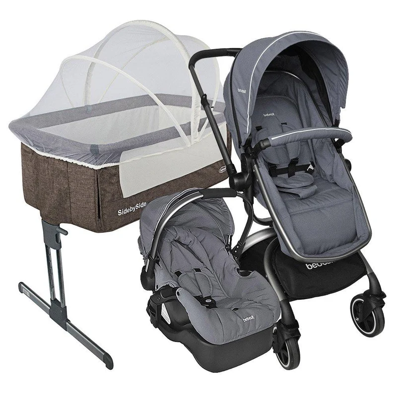 combo travel system 360 grados gris cuna side by side beige