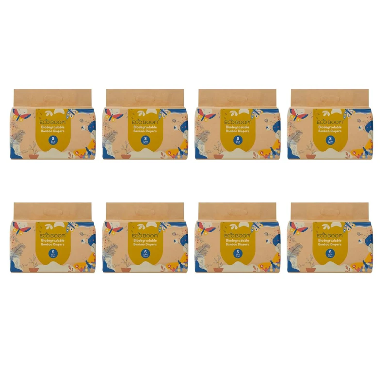 Pack 8x Pañal Ecológico de Bambú Talla 2 (3-8 Kg), Ecoboom 288 Unidades
