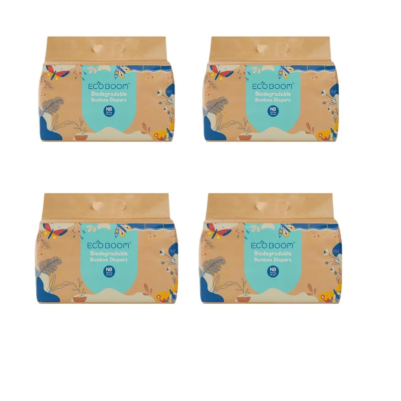 Pack 4x Pañal Ecológico de Bambú Talla 1, Ecoboom 136 Unidades