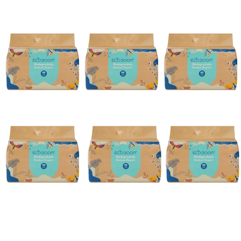 Pack 6x Pañal Ecológico Bambú Talla 1, Ecoboom 204 pañales