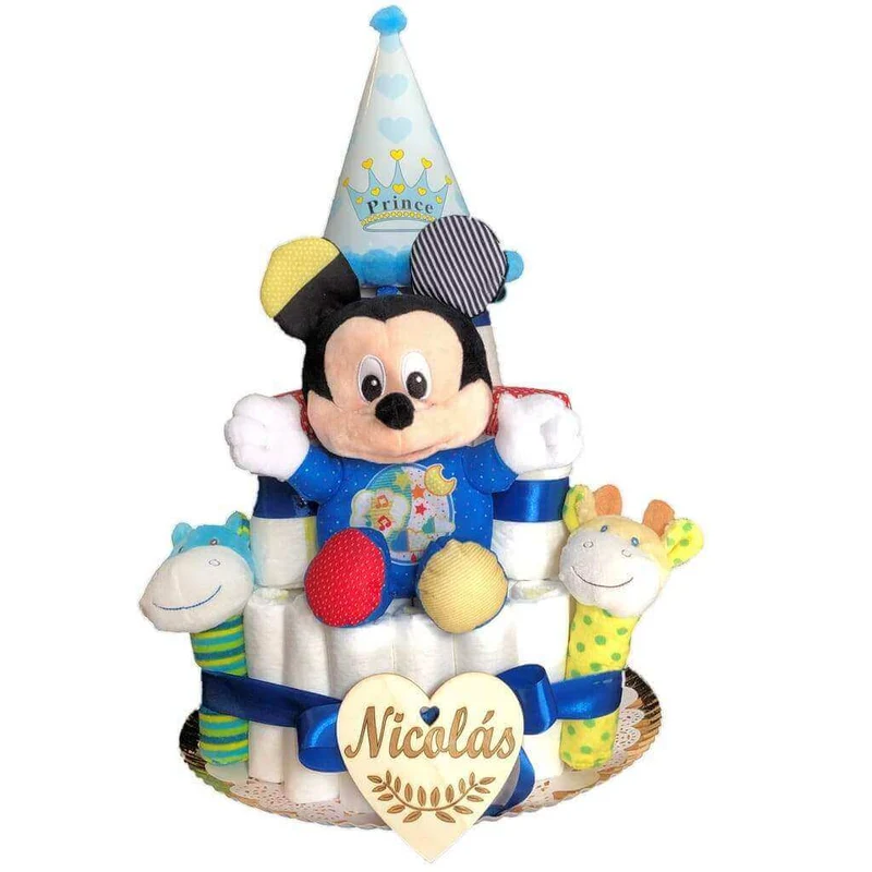 Tarta de pañales Castillo Mickey Mouse