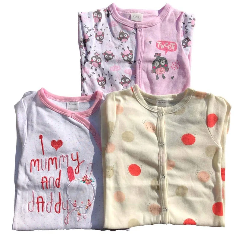 Pijamas bebé niña Papá y Mamá pack de tres