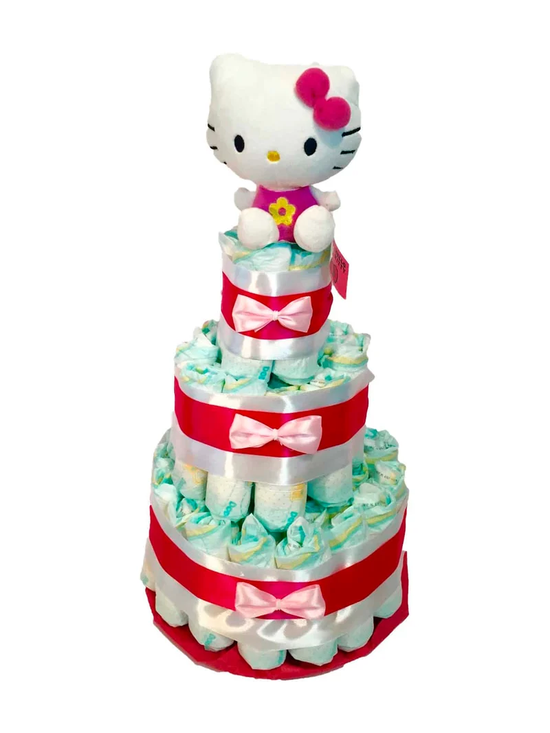 Tarta de pañales Hello Kitty
