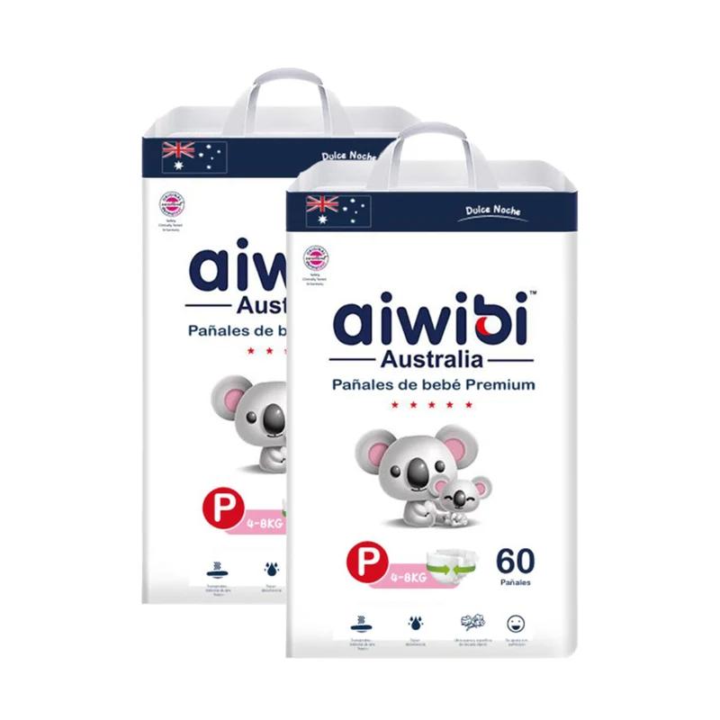 Pack 2x Pañales Aiwibi Premium Dulce Noche P (60 unidades)