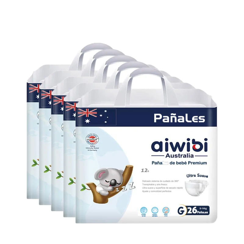 Pack 5x Pañales Aiwibi Premium G (26 unidades)