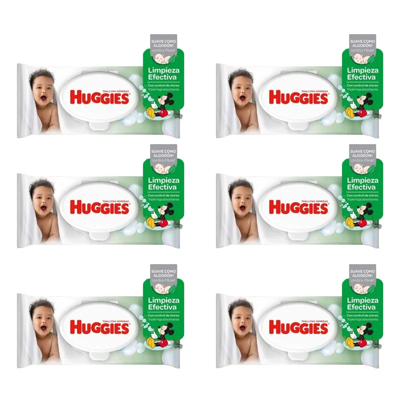 Pack 6x Toallitas Húmedas Huggies Limpieza Efectiva (48 unidades)