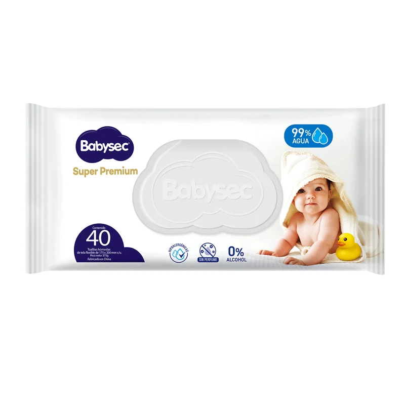 Toallitas Húmedas Super Premium Aqua con Tapa 40u · Babysec