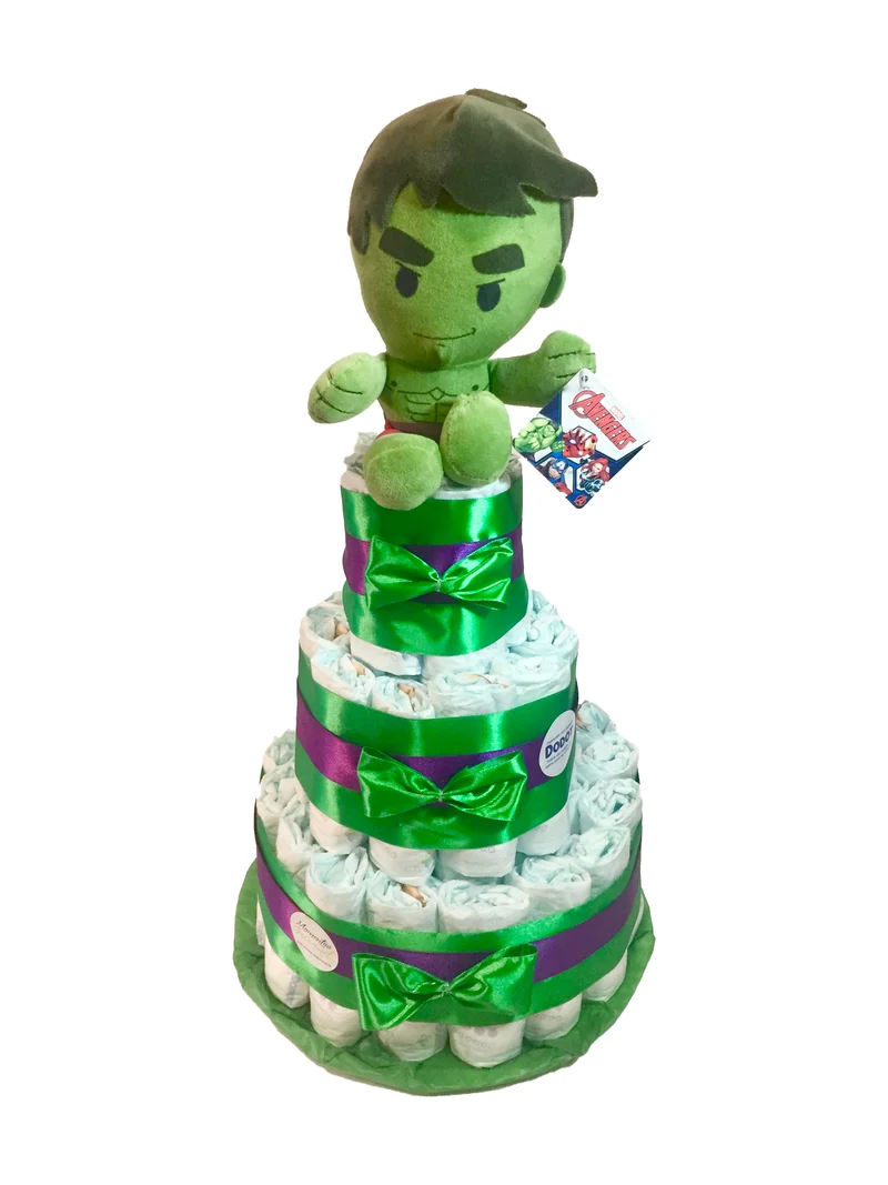 Tarta de pañales Avengers Hulk