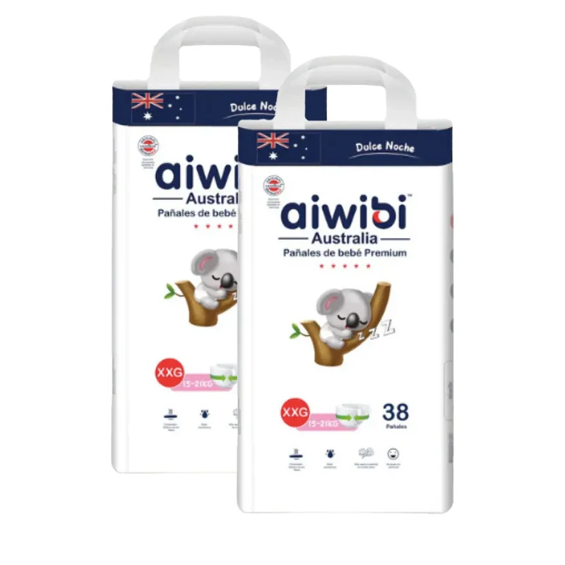 Pack 2x Pañales Aiwibi Premium Dulce Noche XXG (38 unidades)