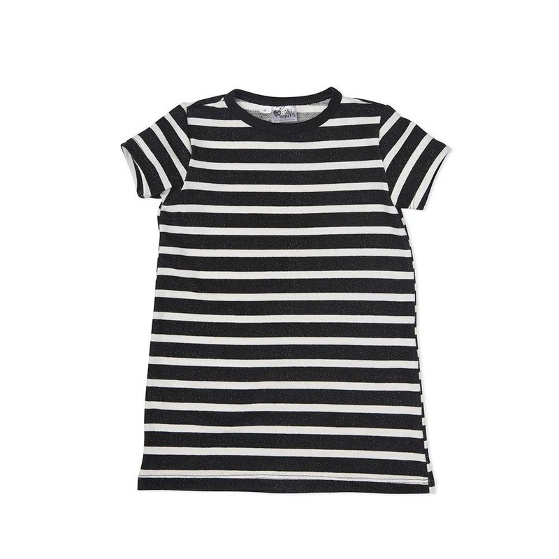 vestido camisetero de rayas blancas negro talla 1