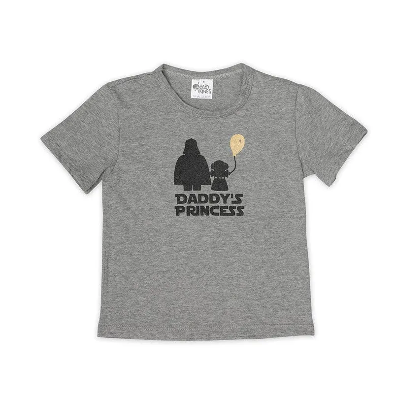 camiseta cuello redondo estampado daddys princess gris talla 1