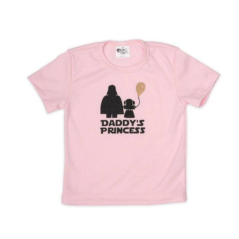 camiseta cuello redondo estampado daddys princess rosada talla 4