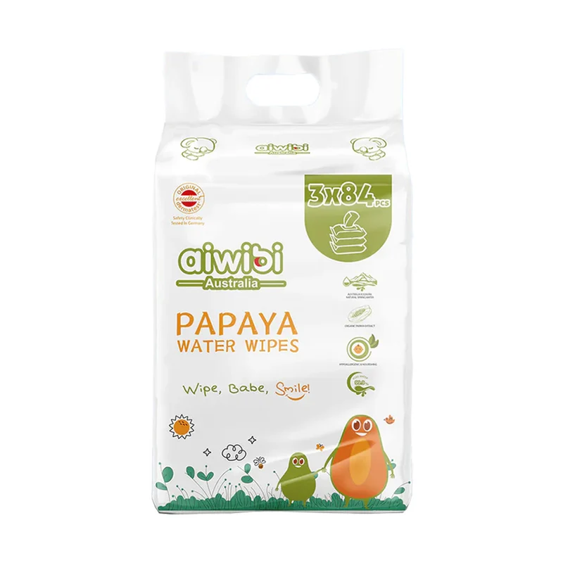 Pack Toallitas Húmedas de Papaya con Agua de Manantial Aiwibi (84 unidades) 3x $6.990