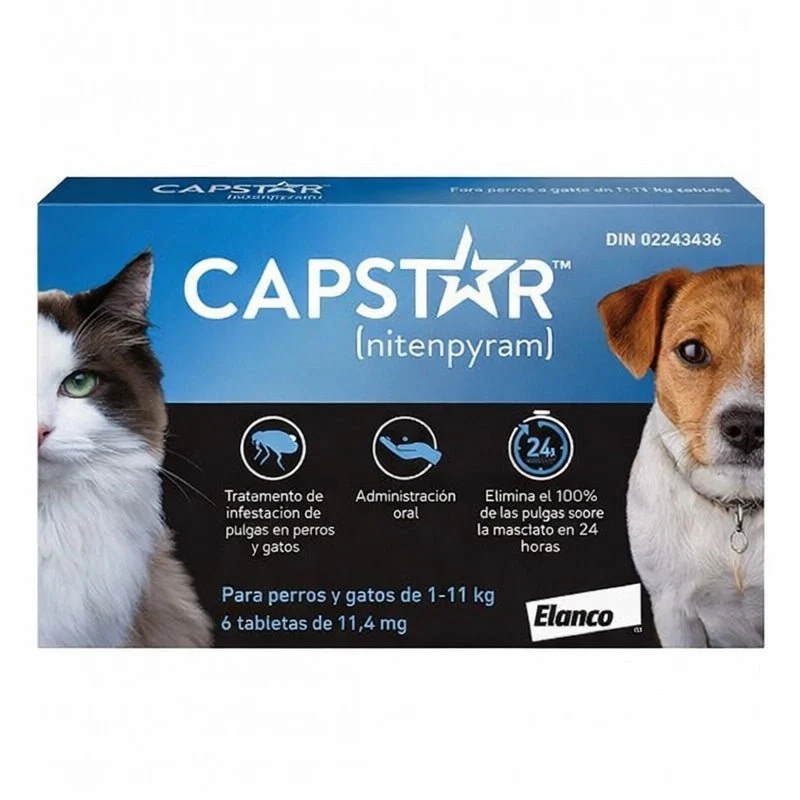 Elanco Capstar 11,45 mg Perro/Gato 1-11 kg Antiparasitario 6 Comprimidos
