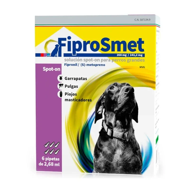 Fiprosmet Antiparasitario Perros Grandes 6 Pipetas 2,68 ml