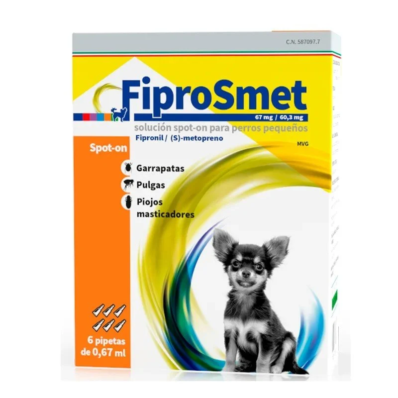 Fiprosmet Antiparasitario Perros Pequeños 6 Pipetas 0,67 ml