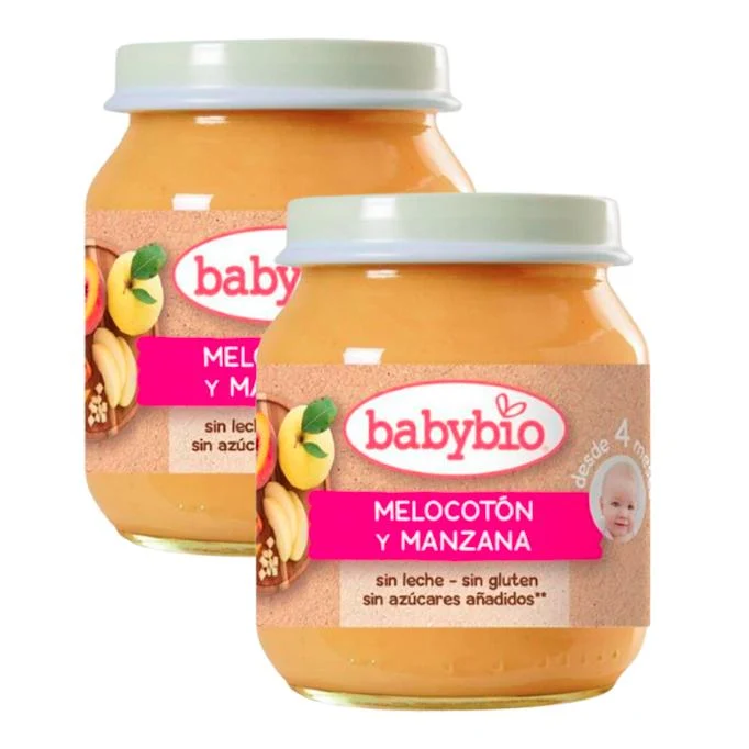PROMO x2 Tarrito Melocotón y Manzana, 130 g. Babybio