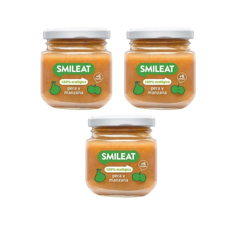 PROMO 3x Tarrito BIO pera y manzana +6 meses Smileat, 130g