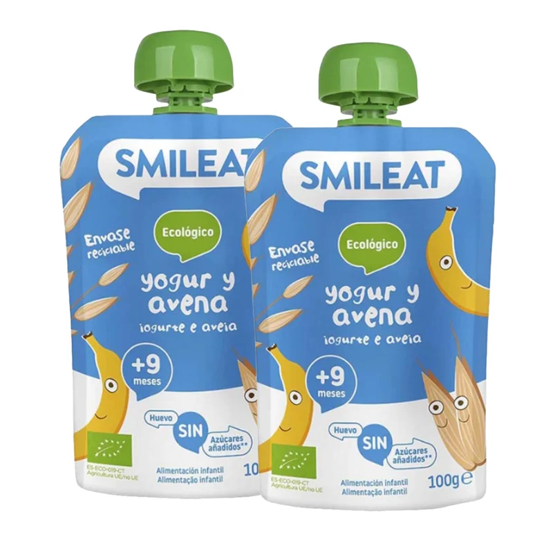 PACK 2x Pouche Yogur y Avena ECO Smileat, 100g