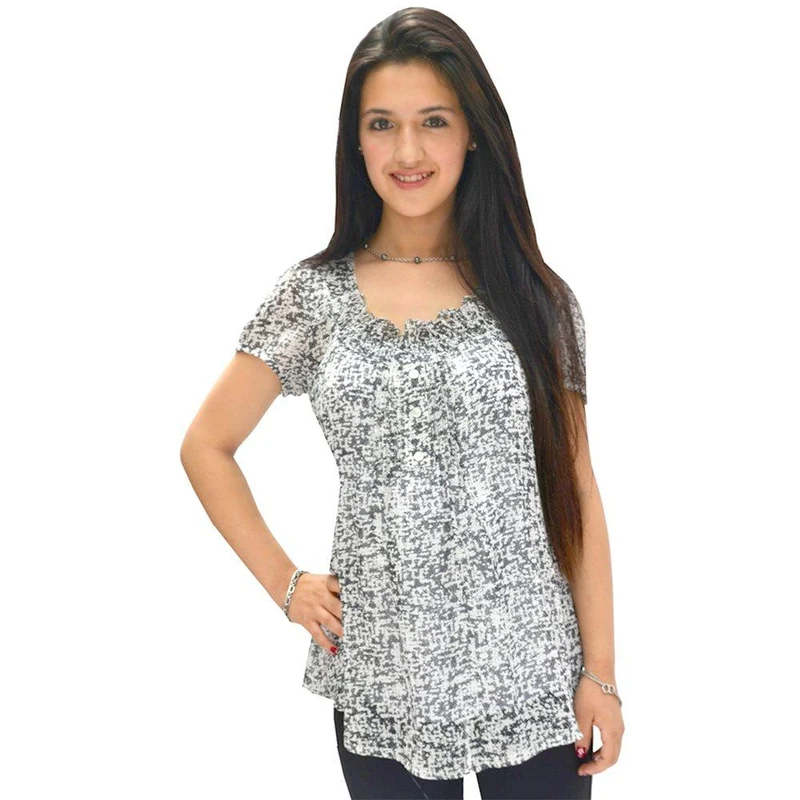 blusa en velo negro blanco 16
