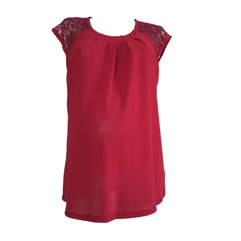 blusa en crepe y blonda rojo 8
