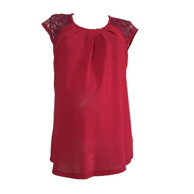 blusa en crepe y blonda rojo 16