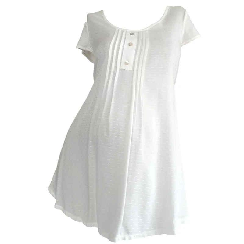 blusa manga corta con pliegues blanco 8