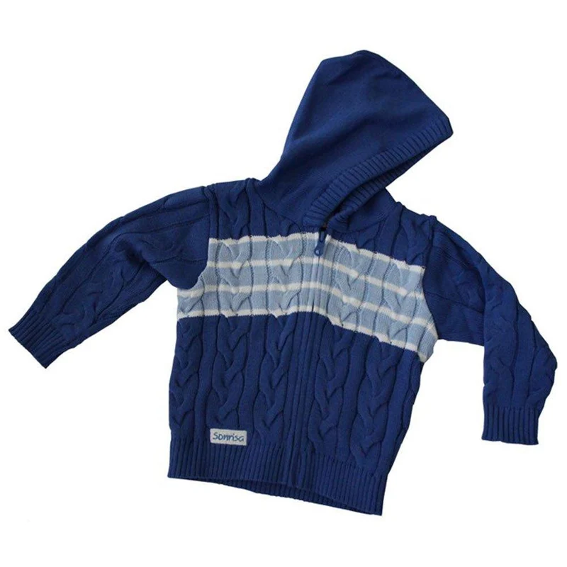 saco tejido con capucha ref. tomas azul oscuro talla 18 24 meses