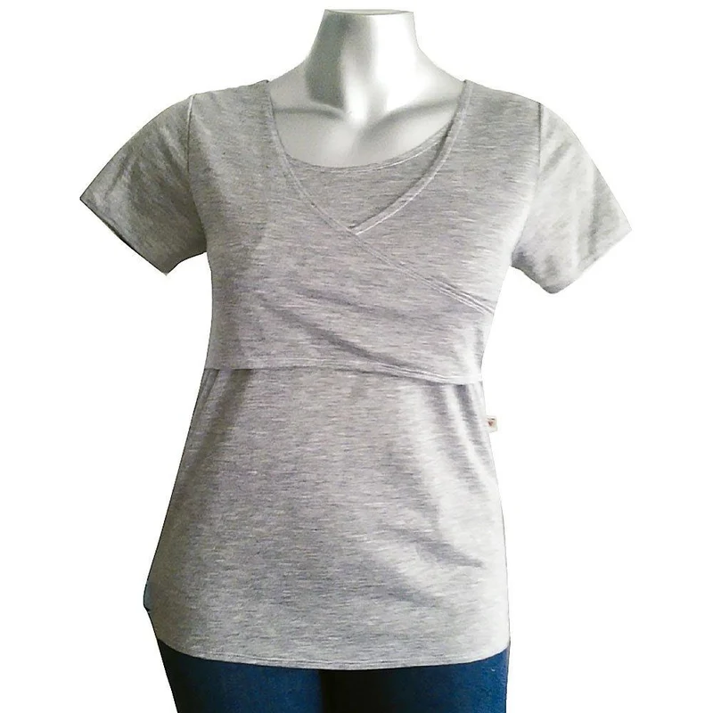 camiseta cuello en v cruzada marfil xl