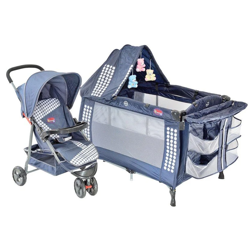 corral coche tres ruedas azul oscuro