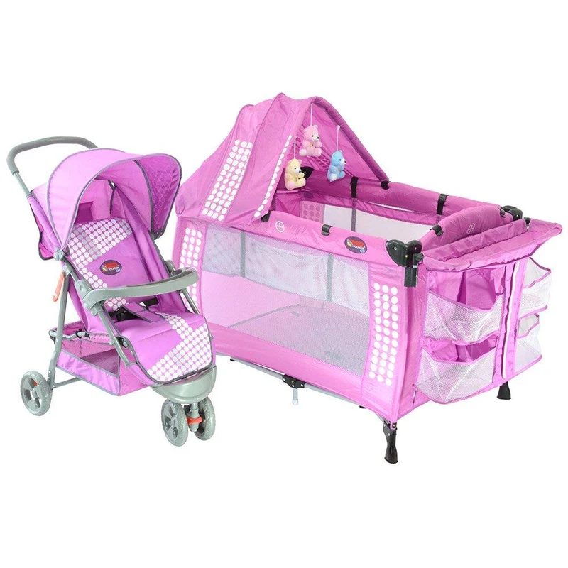 corral coche tres ruedas rosado