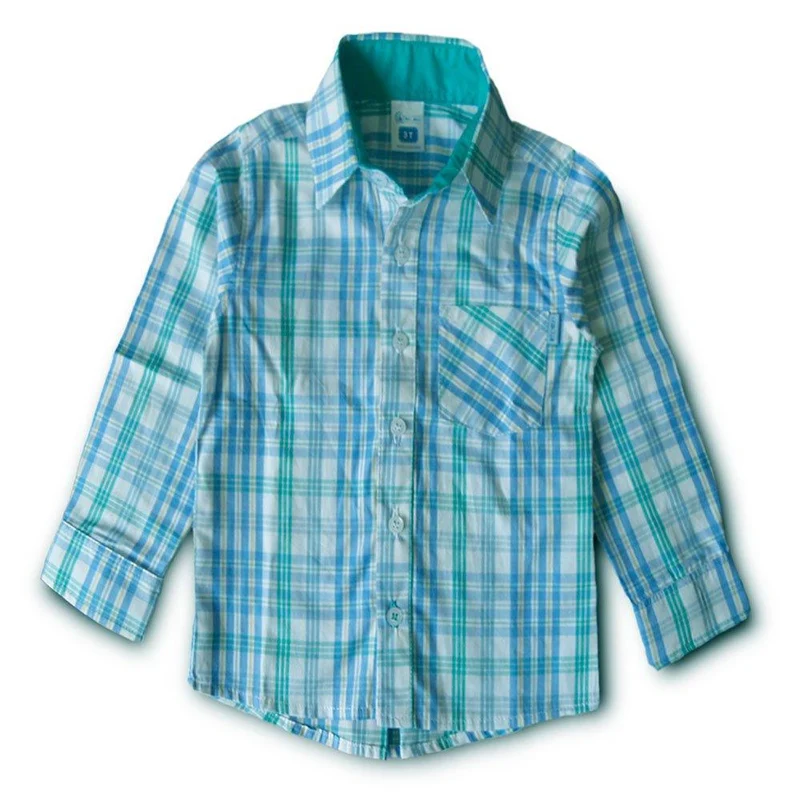 camisa casual manga larga azul cuadros 2 3t