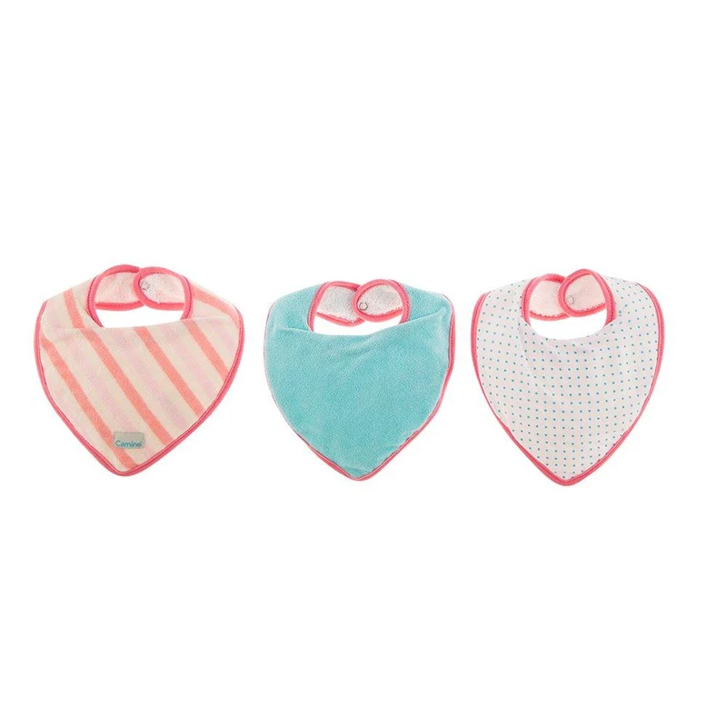babero set x 3 tipo panoleta rosado rayas