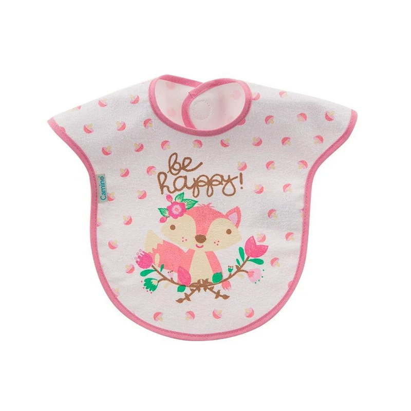 babero estampado plastificado zorro rosado