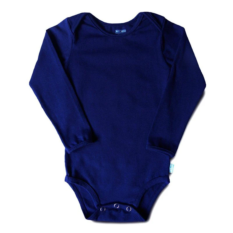 body manga larga azul oscuro