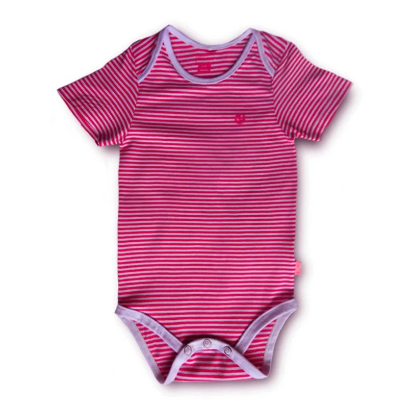 body manga corta fucsia ribete lila 24m