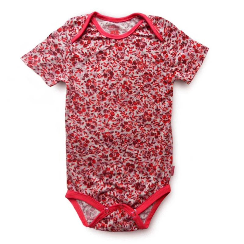 body manga corta flores rojas 6m