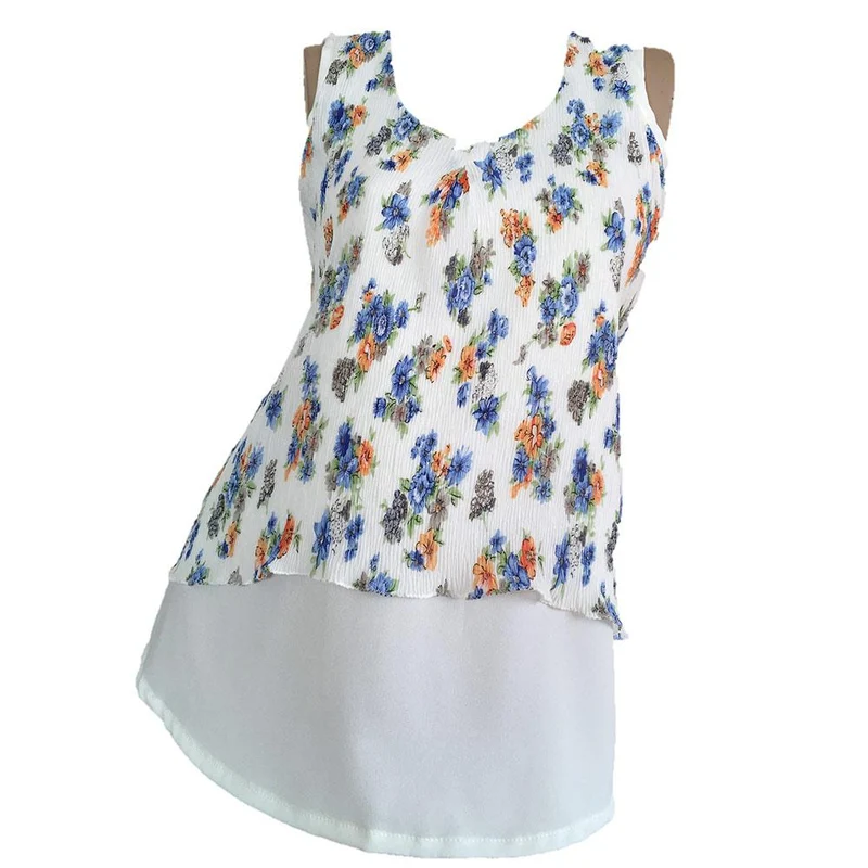 blusa en crepe manga corta estampado blanco 6
