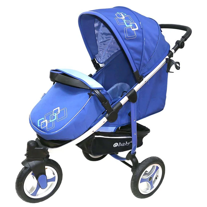 coche con protector de pies azul cuadros