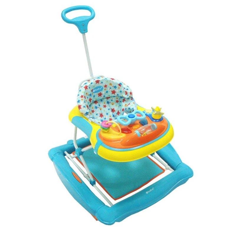 caminador mecedor azul con amarillo